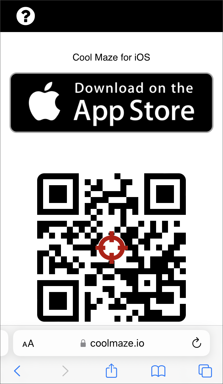 Cool Maze website on iOS, with button to install via Apple App Store